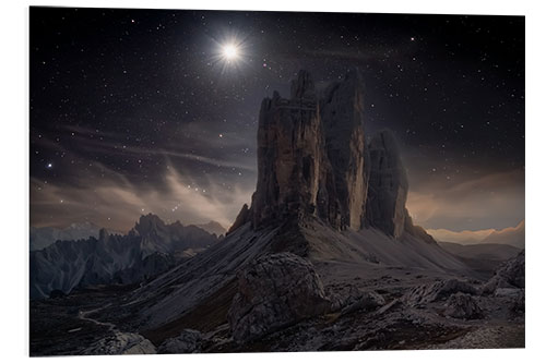 Foam board print Nightfall at Tre Cime di Lavaredo, Dolomites