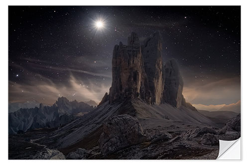 Sticker mural Nightfall at Tre Cime di Lavaredo, Dolomites