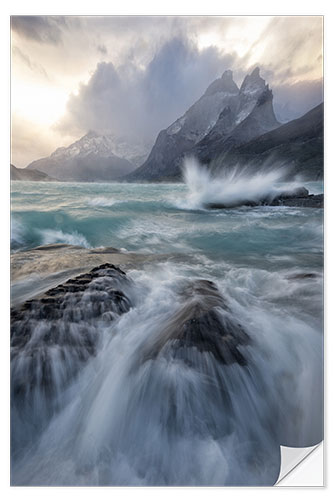 Selvklebende plakat Currents in Torres Del Paine