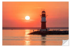 Sticker mural Lighthouse at sunrise, Baltic Sea