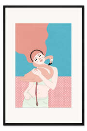 Gerahmter Kunstdruck Flamingo-Umarmung