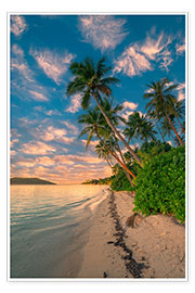 Poster Palmiers sur la plage, Fidji