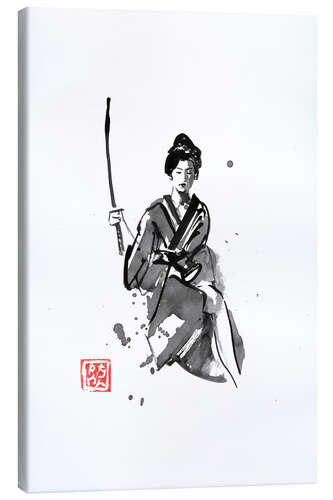 Canvas print Geisha with katana