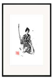Gerahmter Kunstdruck Geisha mit Katana
