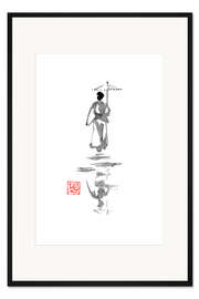 Gerahmter Kunstdruck Geisha mit Schirm