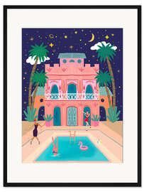 Gerahmter Kunstdruck Traum-Palast bei Nacht
