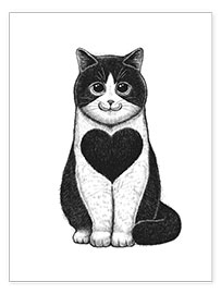 Wall print  Cat with a heart - Nikita Korenkov