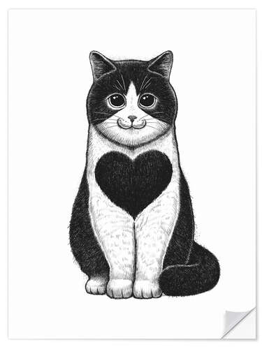 Självhäftande poster Cat with a heart