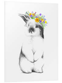 Tableau en PVC Rabbit with flower wreath