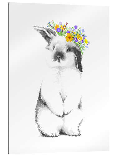 Gallery print Rabbit with flower wreath