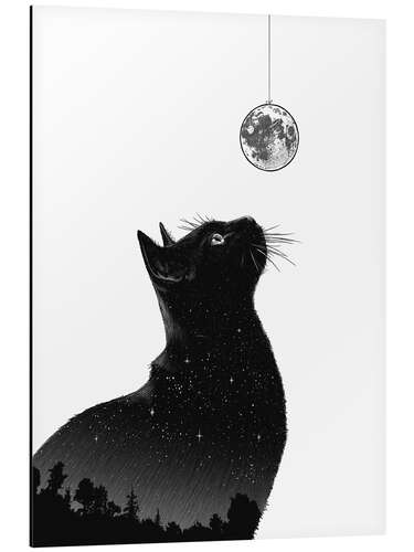 Aluminium print Night Cat with a Moon