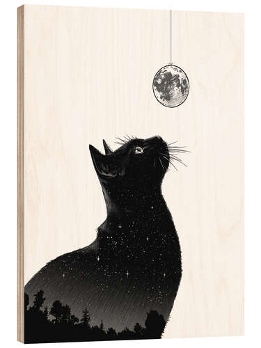 Obraz na drewnie Night Cat with a Moon