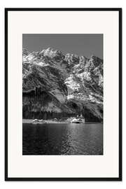 Gerahmter Kunstdruck Königssee mit St. Batholomä, s/w