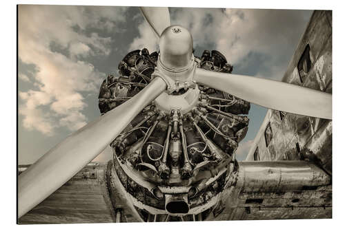 Aluminium print Vintage airplane propeller engine, detail
