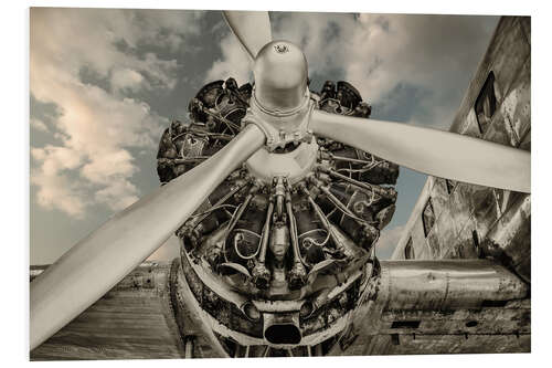 Cuadro de PVC Motor de hélice de avión de época, detalle