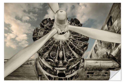 Vinilo para la pared Motor de hélice de avión de época, detalle