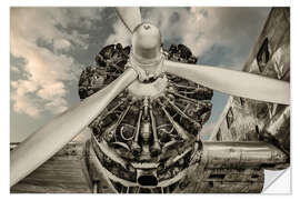 Vinilo para la pared Motor de hélice de avión de época, detalle