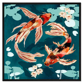 Gerahmter Kunstdruck Metallische Koi V