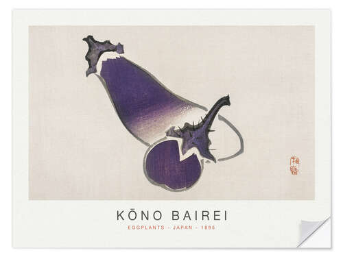 Wall sticker Eggplants, Kono Bairei, 1895