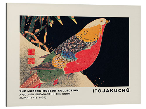 Tableau en aluminium A Golden Pheasant in the Snow, Ito Jakuchu