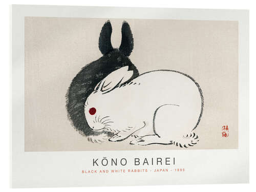 Cuadro de metacrilato Black and White Rabbits, Kono Bairei, 1895