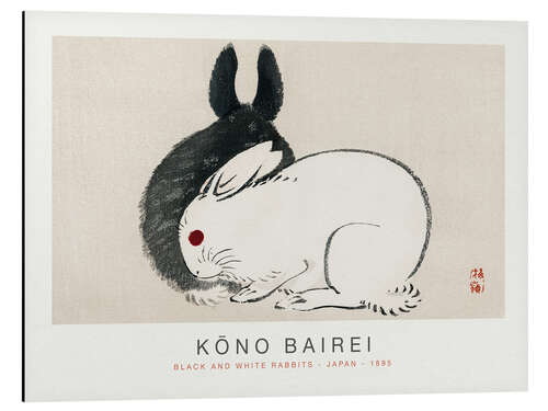 Aluminium print Black and White Rabbits, Kono Bairei, 1895