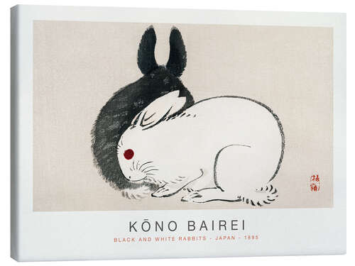 Stampa su tela Black and White Rabbits, Kono Bairei, 1895