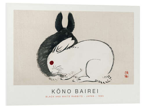 Bilde på skumplate Black and White Rabbits, Kono Bairei, 1895