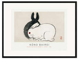 Gerahmter Kunstdruck Black and White Rabbits, Kono Bairei, 1895