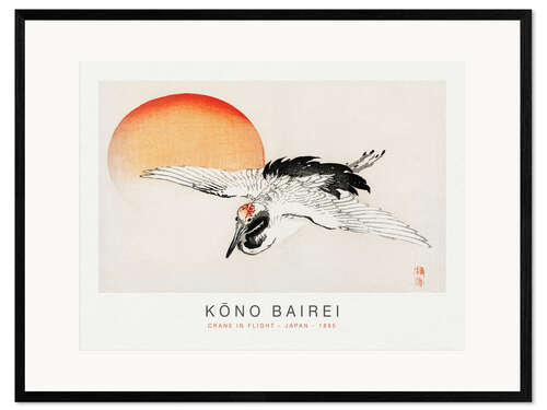 Ingelijste kunstdruk Crane in Flight, Kono Bairei, 1895