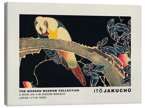 Quadro em tela A Bird on a Blossom Branch, Ito Jakuchu