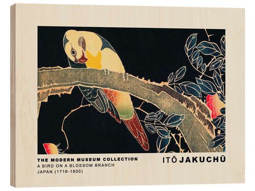 Quadro de madeira A Bird on a Blossom Branch, Ito Jakuchu
