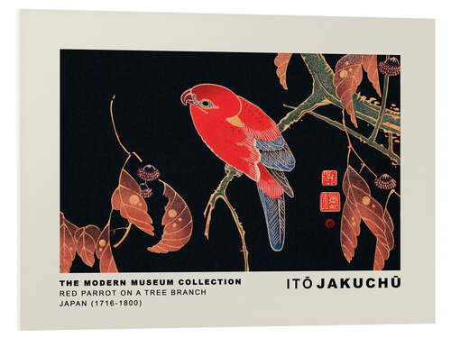 PVC-tavla Red Parrot on a Tree Branch, Ito Jakuchu