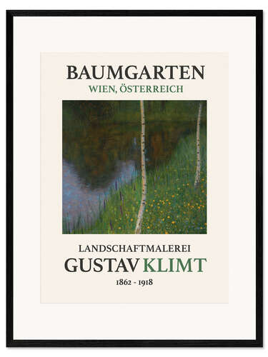 Gerahmter Kunstdruck Seeufer mit Birken, Baumgarten Edition