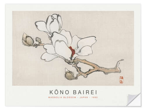 Sticker mural Magnolia Blossom, Kono Bairei, 1895