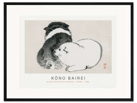 Gerahmter Kunstdruck Black and White Puppies, Kono Bairei, 1895
