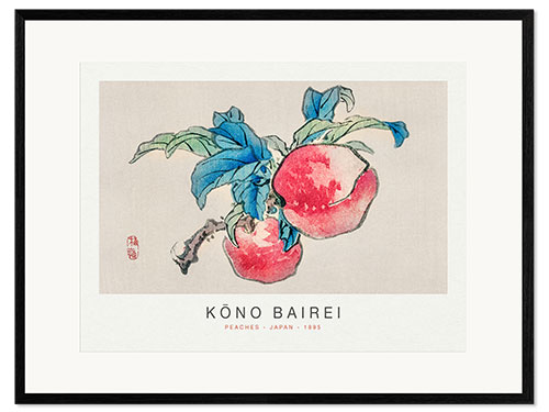 Impressão artística com moldura Peaches, Kono Bairei, 1895