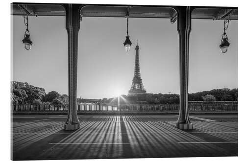 Cuadro de metacrilato Pont de Bir Hakeim and Eiffel Tower, b/w