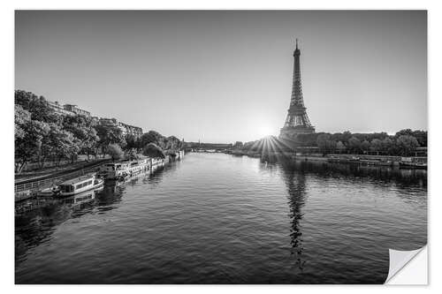 Wall sticker Eiffel Tower at sunrise, b/w