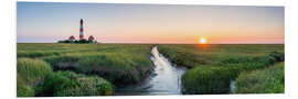 Foam board print Westerheversand and salt marshes at sunset