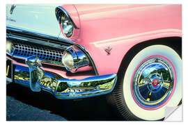 Muursticker Pink Vintage Classic Car