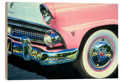 Puutaulu Pink Vintage Classic Car