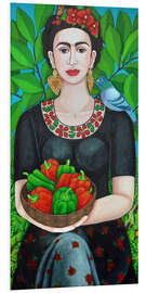 PVC print Frida Kahlo with a bowl of peppers