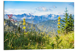 Magnettafel Alpenpanorama mit Wildblumen