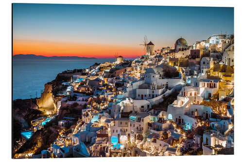 Tableau en aluminium Une belle nuit à Santorin I