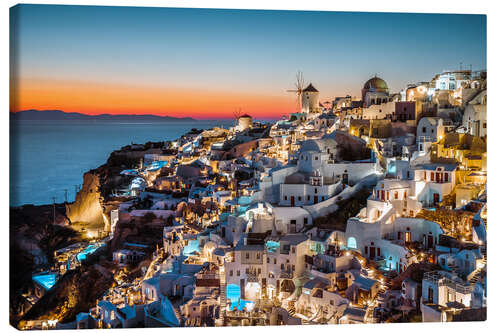 Lienzo Una noche hermosa en Santorini I