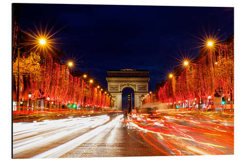 Aluminium print Paris, festively illuminated