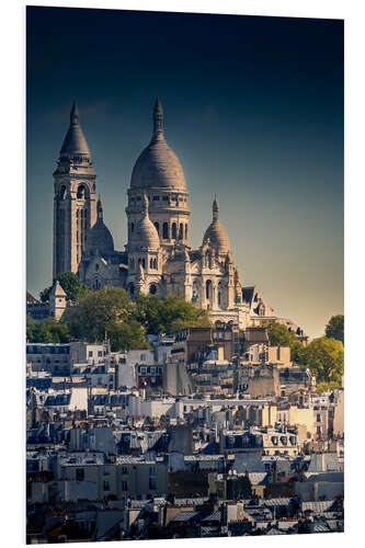 Quadro em PVC Sacré-Coeur in the evening, Paris