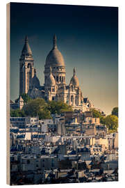 Hout print Sacré-Coeur in the evening, Paris