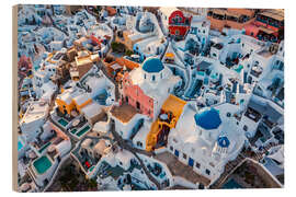 Wood print The colourful Oia, Santorini